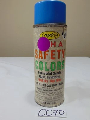 VINTAGE SPRAY CAN PAINT NYBCO OSHA SAFETY COLOR PAPER LABEL PRECAUTION BLUE OS-3 - Image 1 of 4