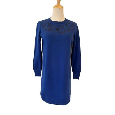 Mini Vestido Sudadera Azul Petite Bateau XXS Algodón Negro Anclas Náutico  Foto 1 de 4
