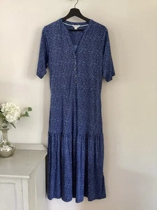 Vestido estampado azul Stuff blanco para dama, talla 12R Reino Unido, muy buen estado - Imagen 1 de 6