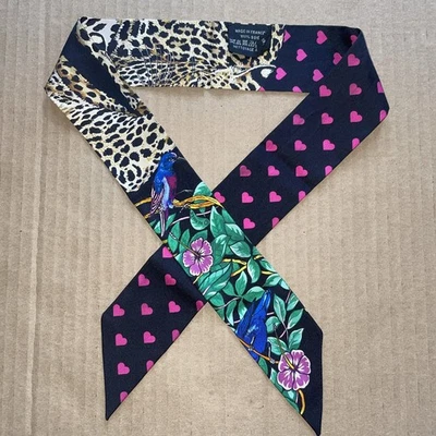 "Bufanda de seda HERMES TWILLY Jungle Love rosa marrón 2""x33,5""" Foto 1 de 4