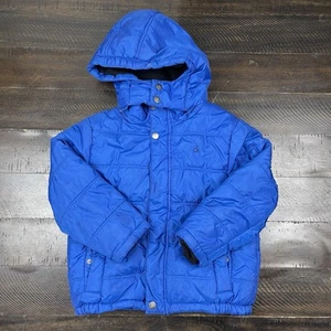 Calvin Klein Jeans Kids XL Blue Puffer Jacket Hooded Winter Coat Snap CK Logo - Picture 1 of 6