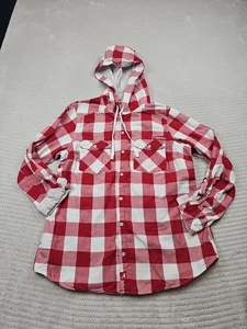 Columbia Shirt Womens Large Alabama Button Up Hooded Plaid Roll Tide - Picture 1 of 7