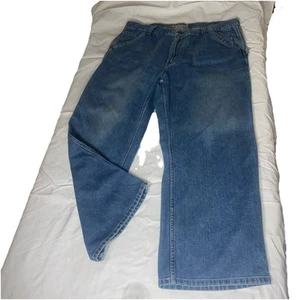 Jeans vintage Y2K vecchio blu navy pittore falegname denim 40 x 30 (29) gamba larga - Foto 1 di 7