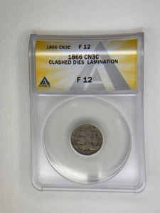 1866 3C ANACS F12 Mint Errors - Picture 1 of 4