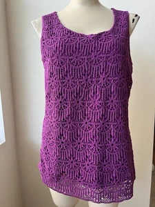 Coldwater Creek Damen MEDIUM lila Spitze gefüttert ärmellos Top sehr guter Zustand - Bild 1 von 4