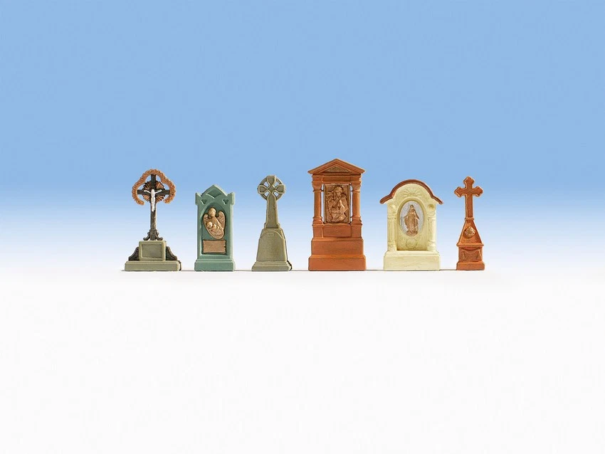 Noch HO Scale Detail Parts - Gravestones/Headstone (Catholic Cemtery Themed) - Image 1 of 1