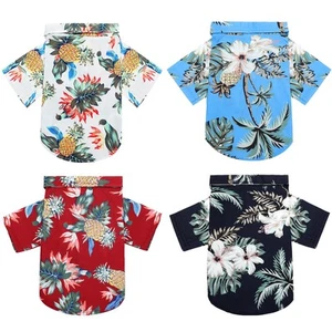 4 Pieces Pet Summer T-Shirts Hawaii Style Floral Pet Dog Shirt Breathable Coo... - Picture 1 of 7