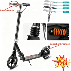 Cityroller Erwachsene Klappbar Scooter Tretroller T-Style 200mm Räder+Handbremse - Bild 1 von 15