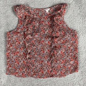 Arizona Women's Vtg Sheer Floral Ruffle Top XXL Meadow Prairie Cottage - Picture 1 of 12