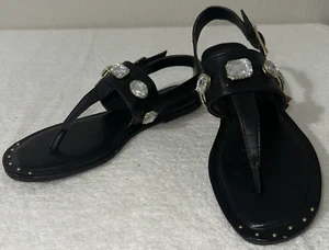 Madden NYC Damengröße 4 US Zehenstegsandalen mit Schmucksteinen schwarz Kunstleder - Bild 1 von 9