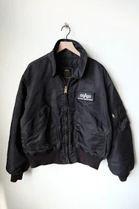 USA MADE Alpha Industries CWU 45/P (N) Flyers Jacket Bomber XL Black Patch - Picture 1 of 5