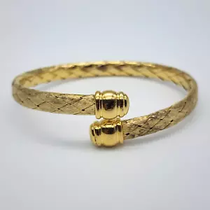 Veronese Italy Woven Braid - Gold Over Sterling Silver 925: Bangle Bracelet - 8" - Picture 1 of 17