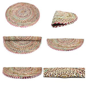 Decorative Rug Colorful Rug- 4X4 Ft Area Rug New 122 CM Round Chindi Jute Rug - Picture 1 of 4