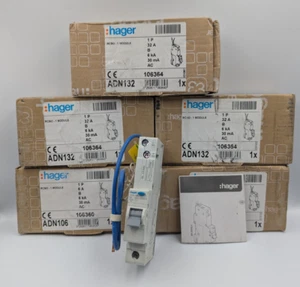 Hager RCBO ADN Range Mixed Amps Brand New Job Lot X5 - 3 X - 32 AMP, 2 X - 6 AMP - Picture 1 of 4