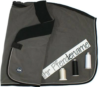 Fleece-Abschwitzdecke - AMSTERDAM - mit Pferdenamen bestickt, grau, HKM - Bild 1 von 4