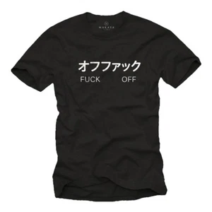 COOL OFFENSIVE GOTHIC MEN SHIRT WITH FCK OFF PRINT - SHORT SLEEVE ROCKABILLY TEE - Picture 1 of 2