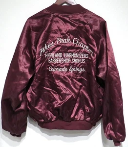 vtg PIKES PEAK BARBER SHOP CHORUS Satin Jacket XL Colorado 80s/90s Singer Music - Picture 1 of 10