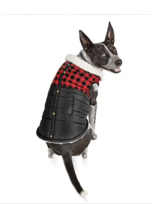 BOND NAVY-RED CAMP TARTAN JACKET Fleece Lined Puppy/Dog XLARGE - Image 1 of 1