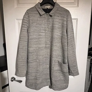 Eileen Fisher Chevron Knit Long Sleeve Jacket Coat Grey Large Pockets Women’s M - Picture 1 of 13