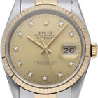 Rolex Datejust Men's Watch 10p Diamond 16233g(x) K18yg/stainless Steel Mensw...