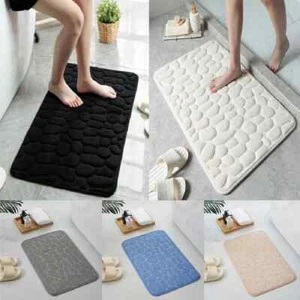 1P Cobblestone Pattern Bath Rug Soft Non-Slip Quick Dry Bath Mat Water Absorbent - Picture 1 of 12