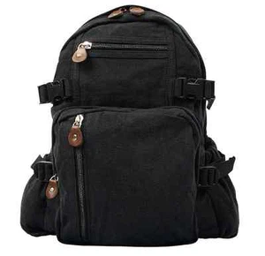 Authentic Rothco Jumbo Vintage Canvas Backpack-Black- Brand New - Picture 1 of 2