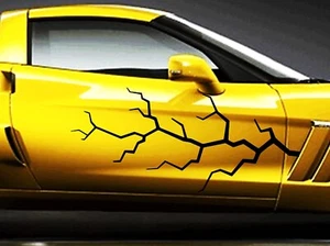 NEW - LIGHTNING BOLT 21" x 48" vinyl RACING STRIPES Decal (Fits Corvette C6) - Foto 1 di 24