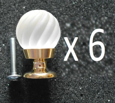 6 Opaque Swirl Glass gold effect door drawer cabinet knobs handles knob handle - Image 1 of 3