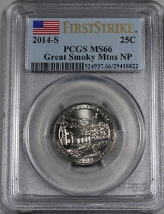 2014 S GREAT SMOKY MTNS NP QUARTER 25C PCGS MS66 FIRST STRIKE  29418822 - Picture 1 of 2