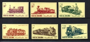 Ras Al Khaima 1971 conjunto trenes/sellos de ferrocarril (Michel 554/59 B) bonito MNH - Imagen 1 de 1
