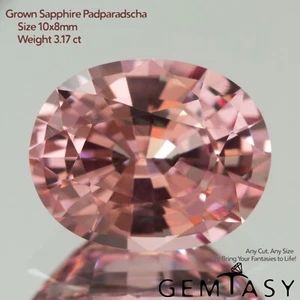 Cut stone - Sapphire Padparadscha Czochralski Pulled lab grown 10x8mm 3.17-3.97c - Picture 1 of 4