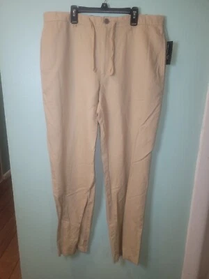 Pantalones INC International Concepts para hombre 34x32 London Fit mezcla de lino caqui nuevos con etiquetas  Foto 1 de 3