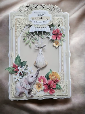 Nueva tarjeta de felicitación para bebé nombre personalizado recuerdo de lujo especial hecha a mano Foto 1 de 4