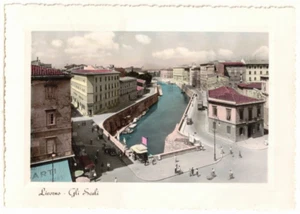 1927 echter Foto-PC: Panoramablick auf die Via del Vigna - Livorno Italien - 4 Zoll x 6 Zoll - Bild 1 von 2
