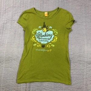 Vintage Witch T Shirt Women Medium Green Graphic Halloween Whimsical Gothic - Picture 1 of 24