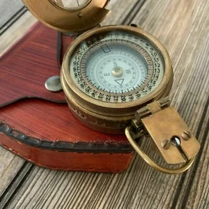 Brújula de bolsillo militar vintage de latón liso de la Segunda Guerra Mundial regalo latón náutico vintage - Imagen 1 de 11