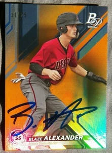 Blaze Alexander 2019 Bowman Platinum Orange Refractor In Person Auto Card #11/25 - Picture 1 of 1