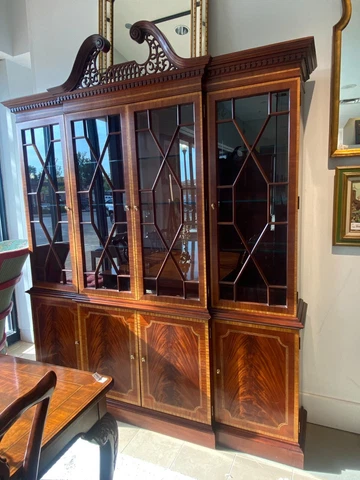 Councill Craftsmen Mahogany Georgian Breakfront Display / China Cabinet + Inlay Cover