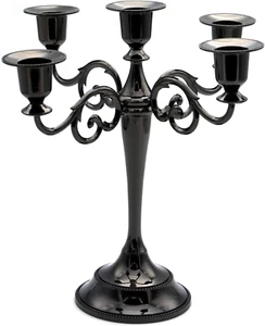 5 Candle Metal Candelabra Candlestick Holders 10.24 Inch Tall Candle Holder Wedd - Picture 1 of 12