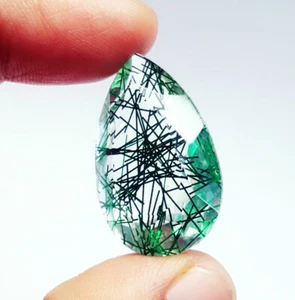 31.55 Ct Loose Gemstone Rutilated Quartz Certified Pear Shape Transparent Gem - Picture 1 of 3