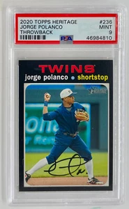 2020 Topps Heritage JORGE POLANCO PSA 9 come nuovo variante Throwback SSP #236 gemelli - Foto 1 di 2