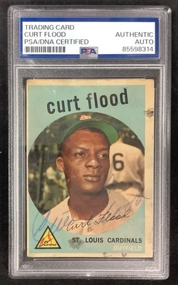Tarjeta de béisbol firmada por Curt Flood 1959 Topps #353 Cardinals autógrafo PSA/DNA Foto 1 de 2