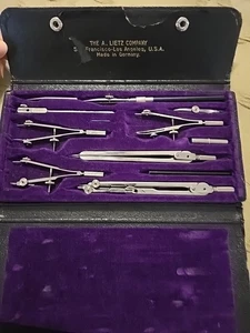 Vintage Lietz Banner 1969-R Zeichenwerkzeug Set Samt gefüttert Original Koffer - Bild 1 von 5