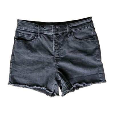 Pantalones Cortos Old Navy Para Mujer Negros Denim Corte Deshilachado Tiro Alto Bolsillos Ajustados Talla 10 Foto 1 de 4