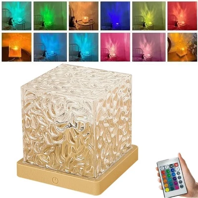 RGB Cube Northern Lights Aurora Projector Lamp Ocean Wave Night Light 16 Colour