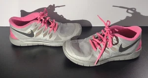 Nike Girl's Free 5.0 Flash Silver Pink Sz 6y 685712 001 Running Shoes H20 Repel - Picture 1 of 11