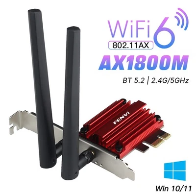 WiFi 6E PCI-E Dual Band Network Card AX1800Mbps 802.11AX WiFi Bluetooth Adapte - Image 1 of 4