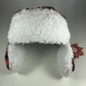 Barkbox Schlittenkopf Hut Hundekostüm kariert rot blau weiß M/L tragbar Quietscher - Bild 1 von 7