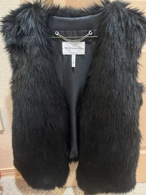Nuevo Chaleco BCBGeneration Negro Imitación Piel Mediana con Bolsillos Laterales Talla XS Foto 1 de 4