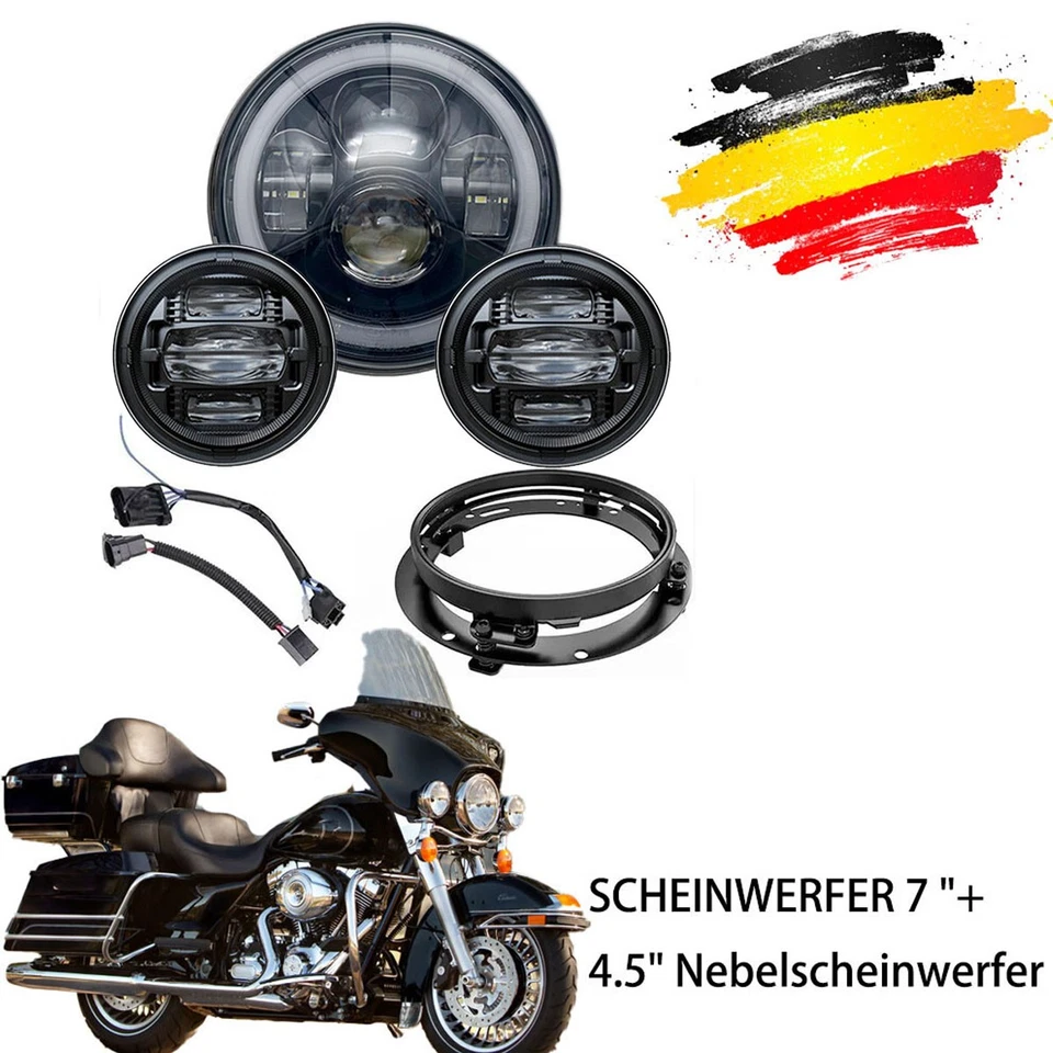 für Harley Davidson Street Glide LED SCHEINWERFER 7 "+4.5" Nebelscheinwerfer